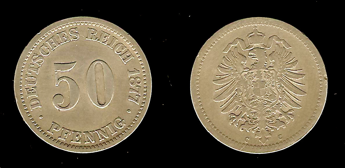 Germany 50 pfennig 1877 C aEF